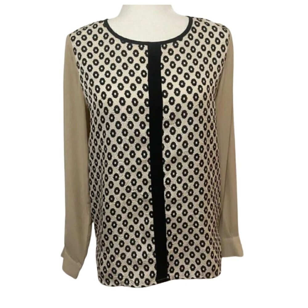 Anthropologie by THML women's S mixed media/print textured geometric top EUC